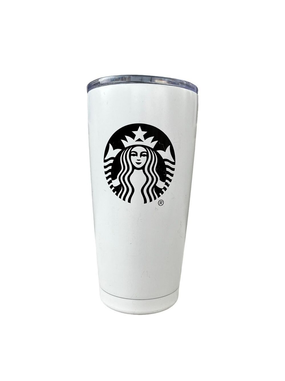 Starbucks White and Black Metal Travel Mug 20 oz 2017